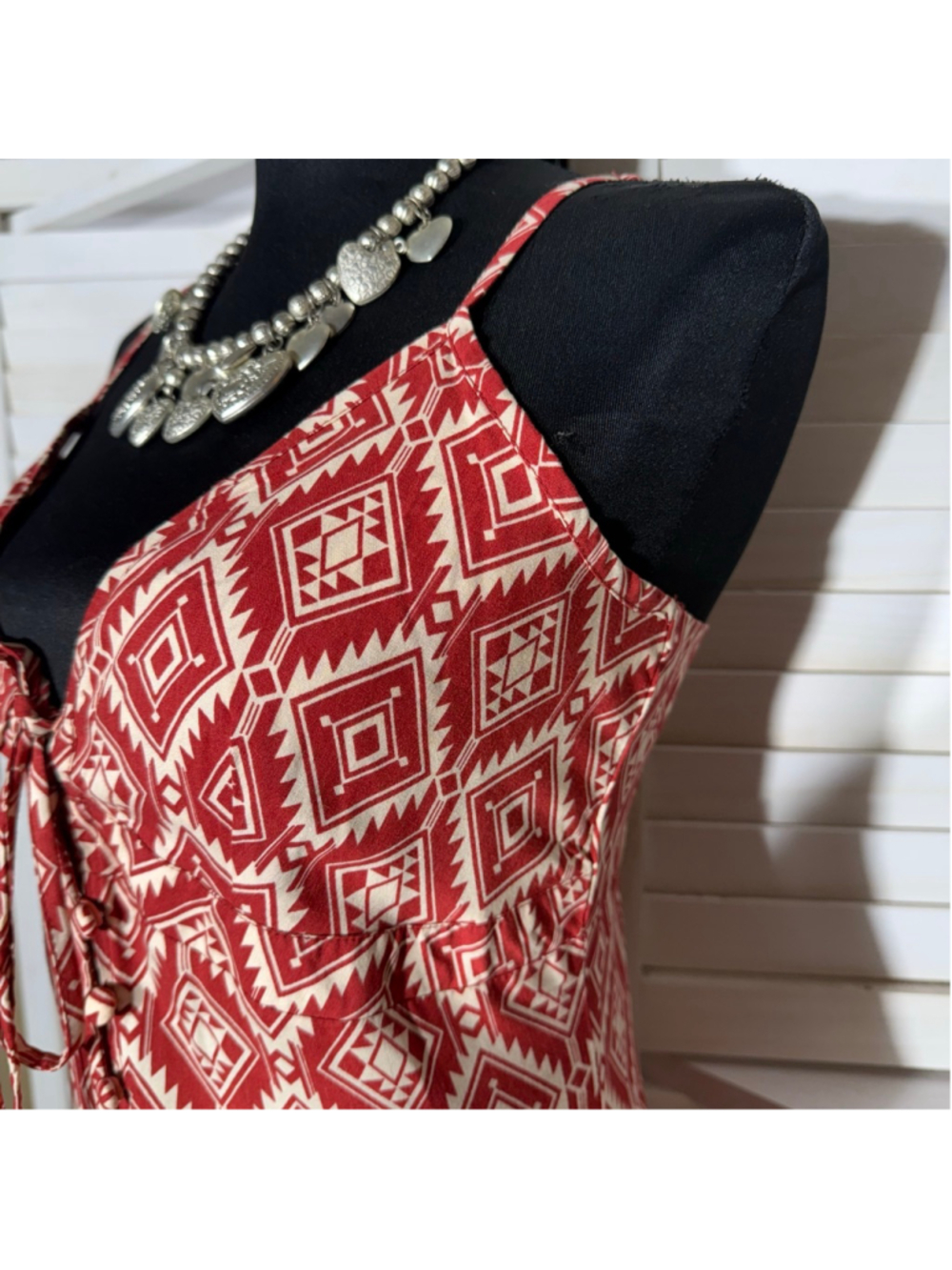 Rock & Roll Denim maxi dress hippy boho diamond tiers whimsigoth fairy western S - Picture 10 of 16